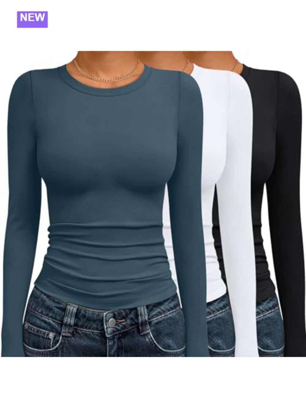AUTOMET 3 Pack Womens Long Sleeve Basic Shirts Underscrub Compression Tops
